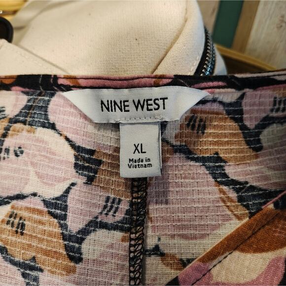 Nine West XL Floral Dress V Neck Long Sleeve Career Church Coffee Date - Picture 4 of 4